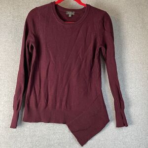 Limited Crew Neck Sweater Maroon Long Sleeve Women’s Size M Asymmetrical Hem